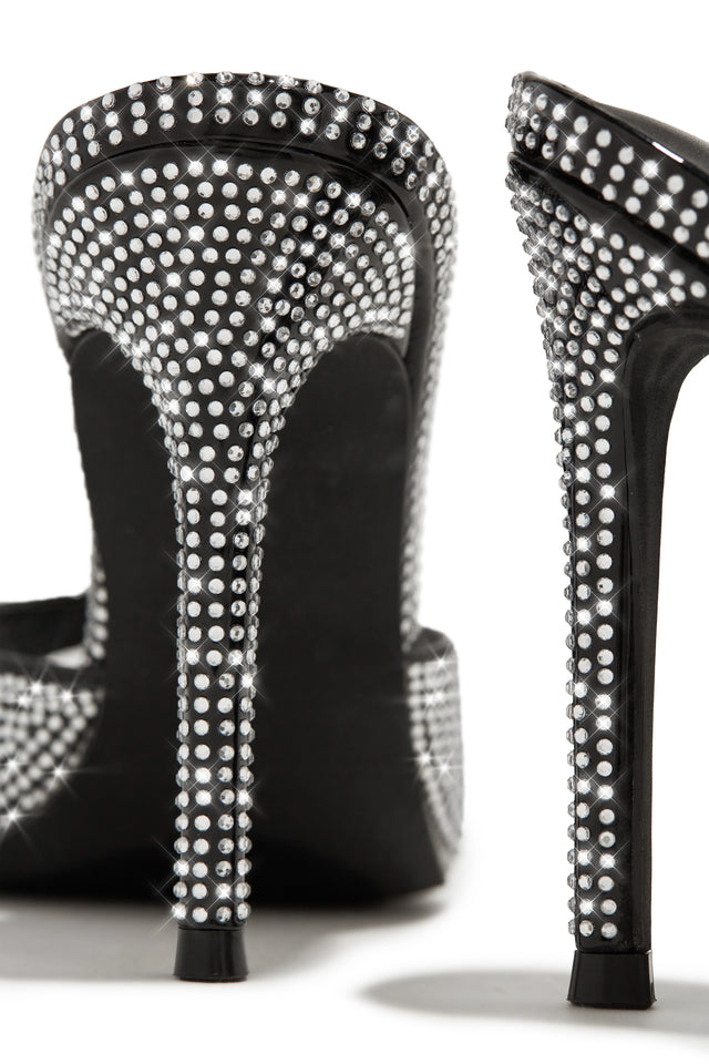 Load image into Gallery viewer, Amiah Embellished High Heel Mules - Black
