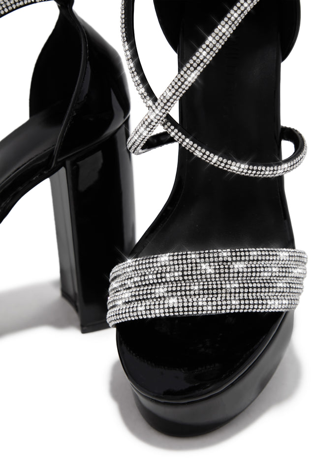Load image into Gallery viewer, Special Nights Embellished Platform Block Heels - Black