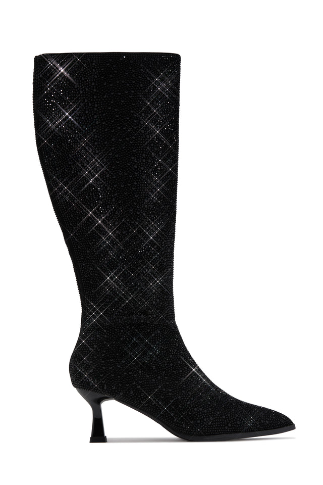 Load image into Gallery viewer, Elvia Embellished Kitten Heel Boots - Black