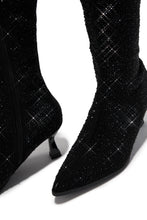 Load image into Gallery viewer, Elvia Embellished Kitten Heel Boots - Black