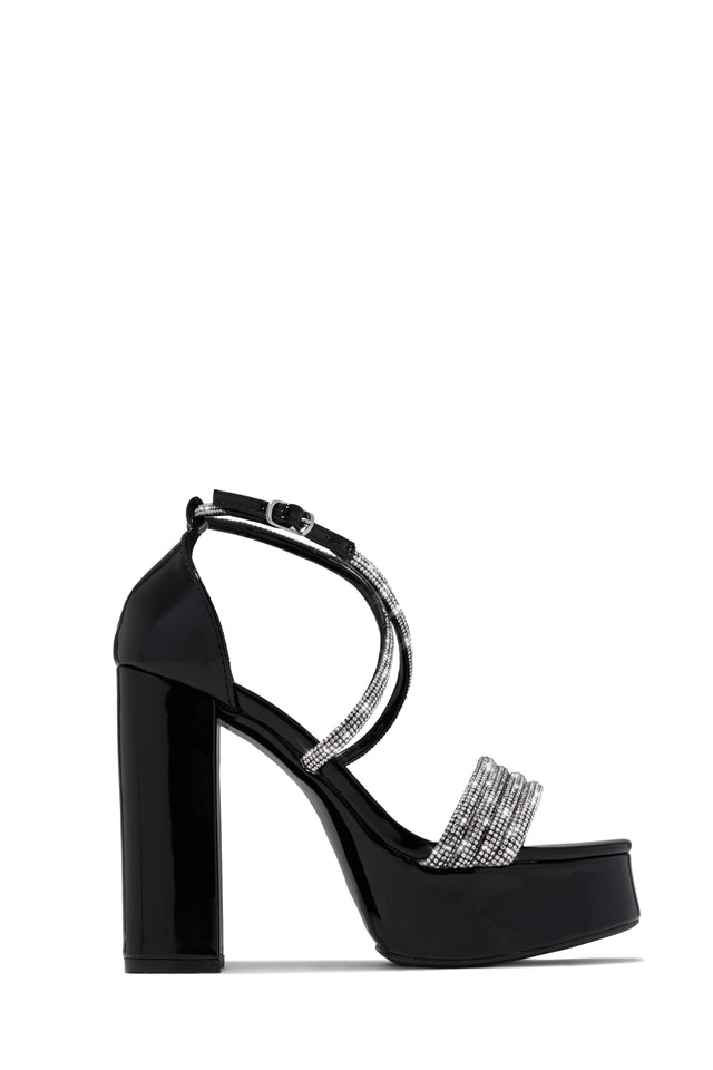 Load image into Gallery viewer, Special Nights Embellished Platform Block Heels - Black