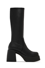 Load image into Gallery viewer, Seline Platform Block Heel Boots - Black