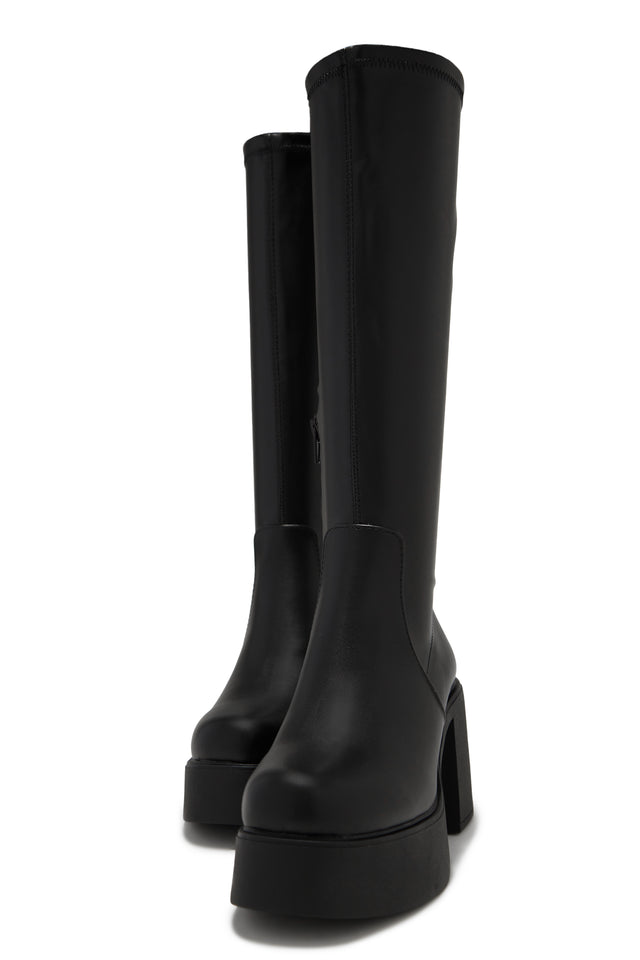 Load image into Gallery viewer, Seline Platform Block Heel Boots - Black