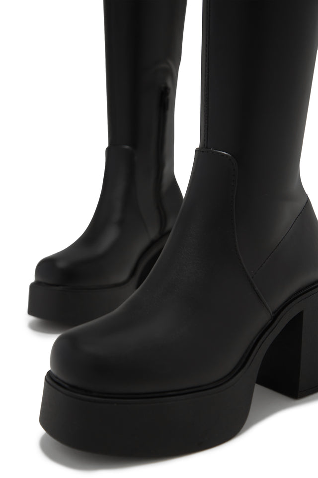Load image into Gallery viewer, Seline Platform Block Heel Boots - Black