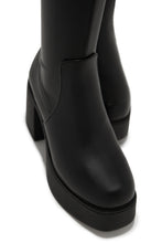 Load image into Gallery viewer, Seline Platform Block Heel Boots - Black