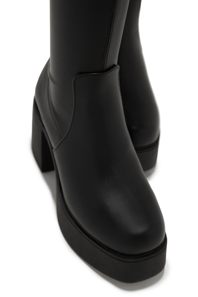 Load image into Gallery viewer, Seline Platform Block Heel Boots - Black
