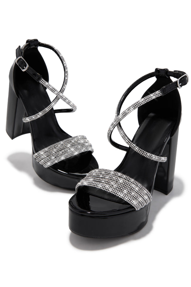 Load image into Gallery viewer, Special Nights Embellished Platform Block Heels - Black