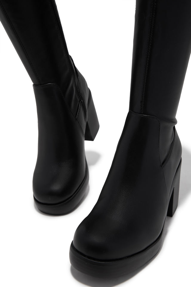 Load image into Gallery viewer, Ellane Block Heel Platform Boots - Black