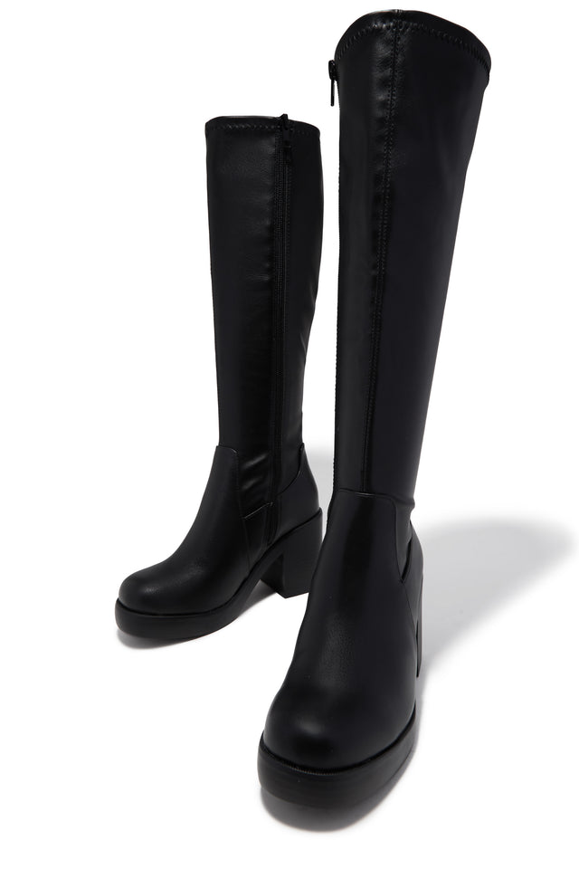 Load image into Gallery viewer, Ellane Block Heel Platform Boots - Black