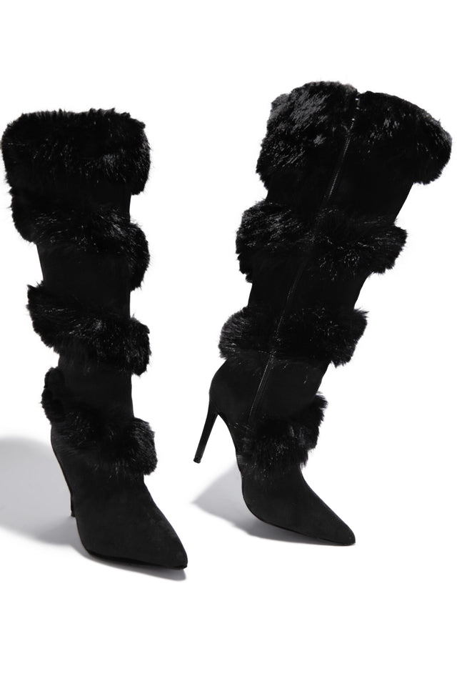 Load image into Gallery viewer, Aspen Trips Faux Fur Heel Boots - Black