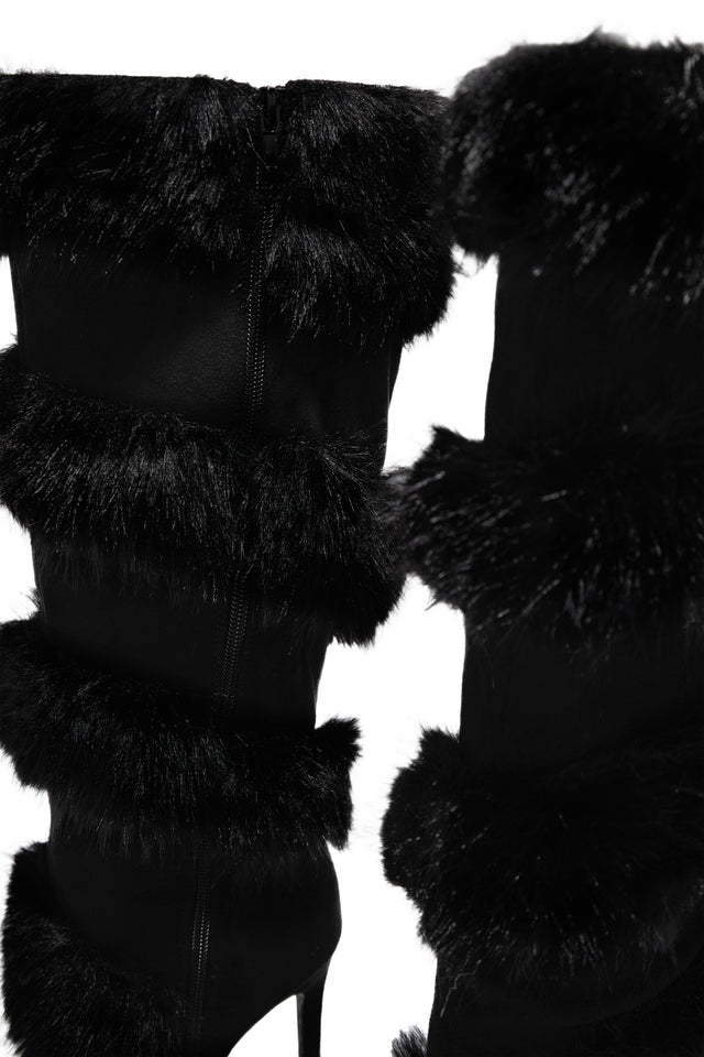 Load image into Gallery viewer, Aspen Trips Faux Fur Heel Boots - Black