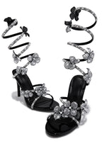Load image into Gallery viewer, Flora Embellished Around The Ankle Coil Heels - Black