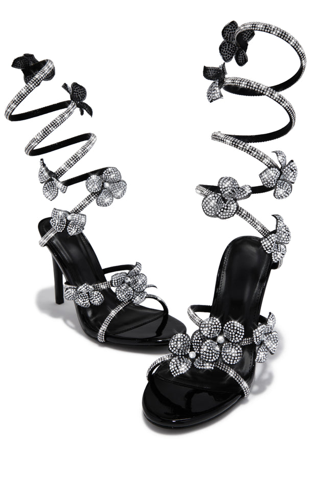 Load image into Gallery viewer, Flora Embellished Around The Ankle Coil Heels - Black