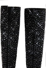 Load image into Gallery viewer, Shine Bright Embellished Over The Knee Heel Boots - Black