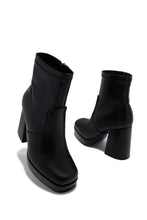 Load image into Gallery viewer, Masey Platform Block Heel Ankle Boots - Black