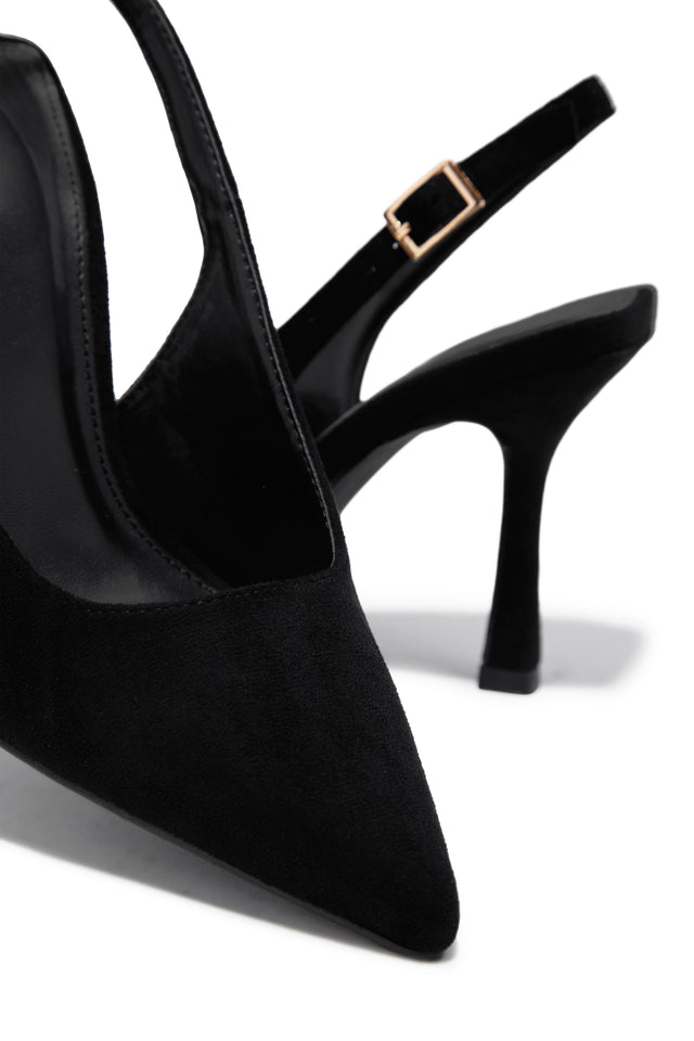 Load image into Gallery viewer, Carianna Faux Suede Slingback Pumps - Black