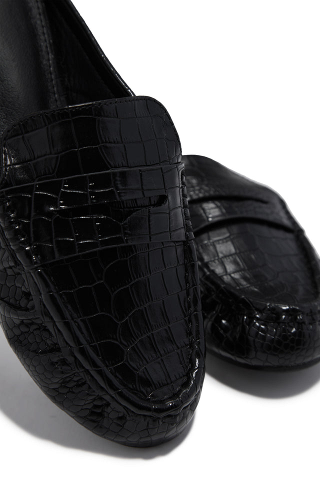 Load image into Gallery viewer, Julia Slip On Loafer Flats - Black Croc