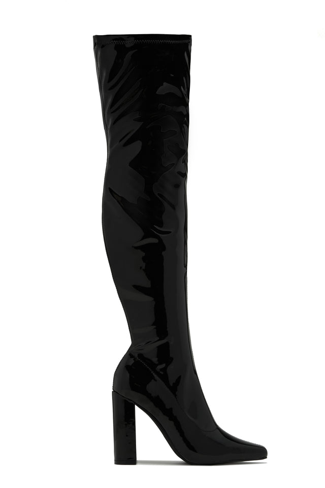 Load image into Gallery viewer, Ericka Block Heel Over The Knee Boots - Black