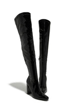Load image into Gallery viewer, Ericka Block Heel Over The Knee Boots - Black