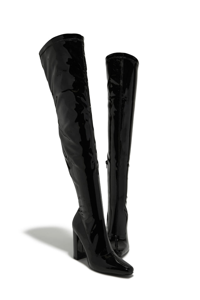 Load image into Gallery viewer, Ericka Block Heel Over The Knee Boots - Black