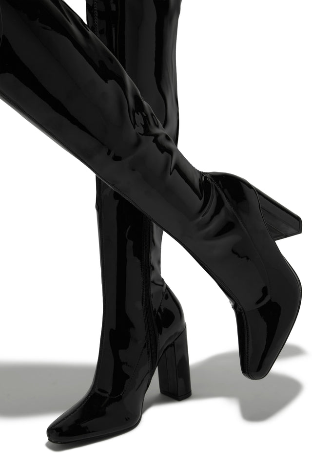 Load image into Gallery viewer, Ericka Block Heel Over The Knee Boots - Black