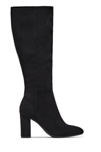 Load image into Gallery viewer, Fine Time Block Heel Knee High Boots - Black Suede