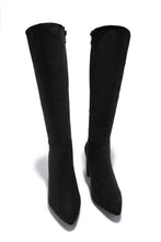 Load image into Gallery viewer, Fine Time Block Heel Knee High Boots - Black Suede