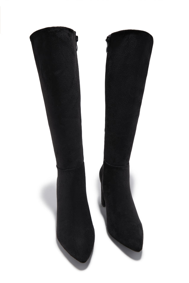 Load image into Gallery viewer, Fine Time Block Heel Knee High Boots - Black Suede