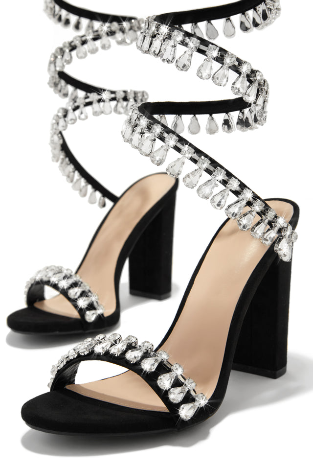 Load image into Gallery viewer, Black Embellished Block Heels