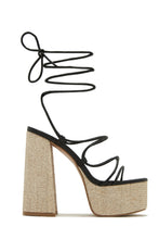 Load image into Gallery viewer, Brunch Al Fresco Lace Up Platform Block High Heels - Print