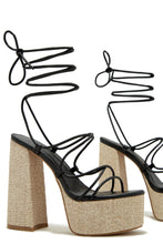 Load image into Gallery viewer, Brunch Al Fresco Lace Up Platform Block High Heels - Black