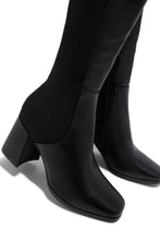 Load image into Gallery viewer, Mandy Block Heel Over The Knee Boots - Black PU