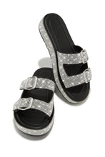 Load image into Gallery viewer, Maldives Island Embellished Platform Slip On Sandals - Black