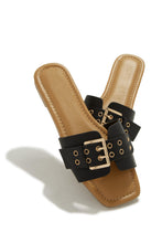 Load image into Gallery viewer, Italian Streets Flat Slip On Sandals - Black