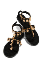 Load image into Gallery viewer, Black and Gold Chain Sandals