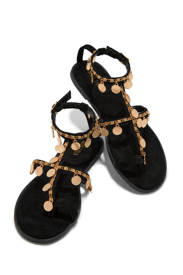 Load image into Gallery viewer, Black and Gold Chain Sandals