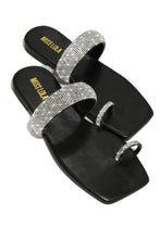 Load image into Gallery viewer, Cabana Beach Embellished Slip On Sandals - Black