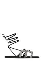 Load image into Gallery viewer, Ibiza Nights Embellished Lace Up Sandals - Black