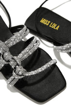 Load image into Gallery viewer, Ibiza Nights Embellished Lace Up Sandals - Black