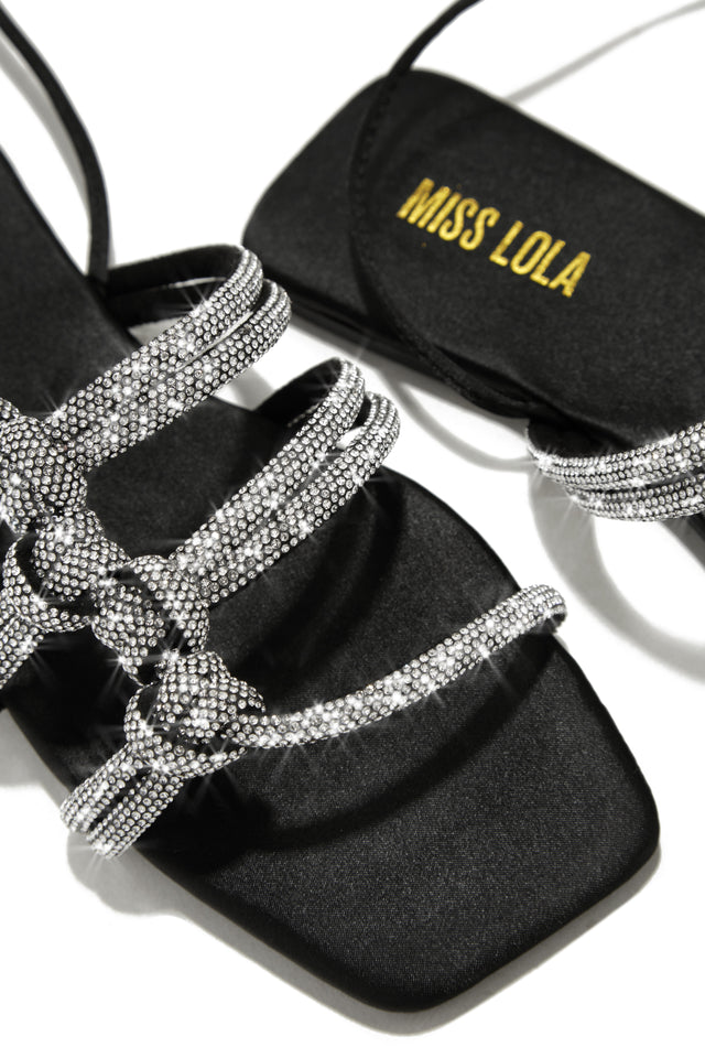 Load image into Gallery viewer, Ibiza Nights Embellished Lace Up Sandals - Black
