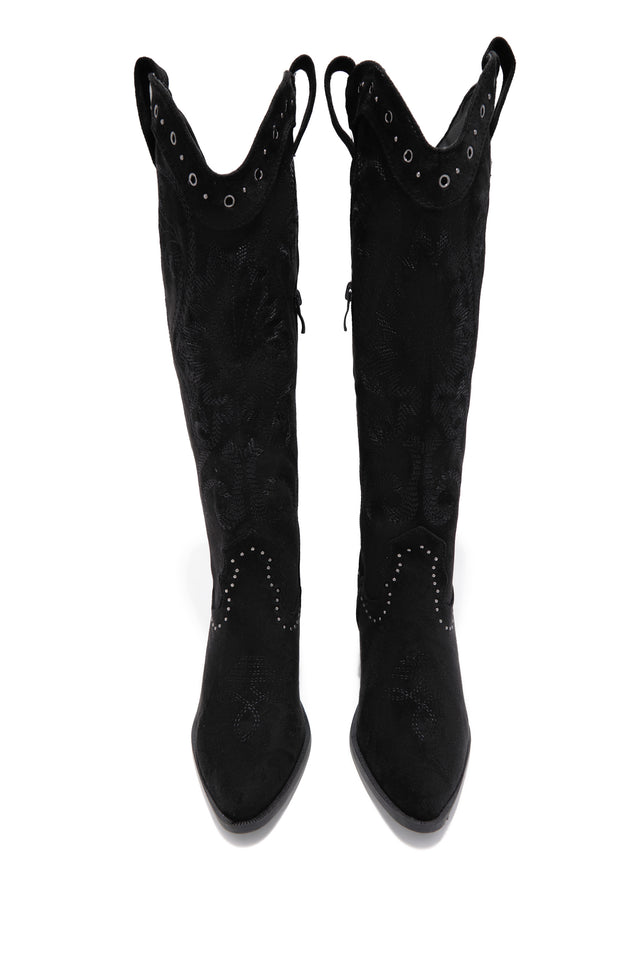 Load image into Gallery viewer, Festival Season Cowgirl Boots - Black Suede