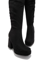 Load image into Gallery viewer, Hudson Platform Block Heel Boots - Black Suede