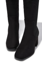 Load image into Gallery viewer, Mandy Block Heel Over The Knee Boots - Black Suede