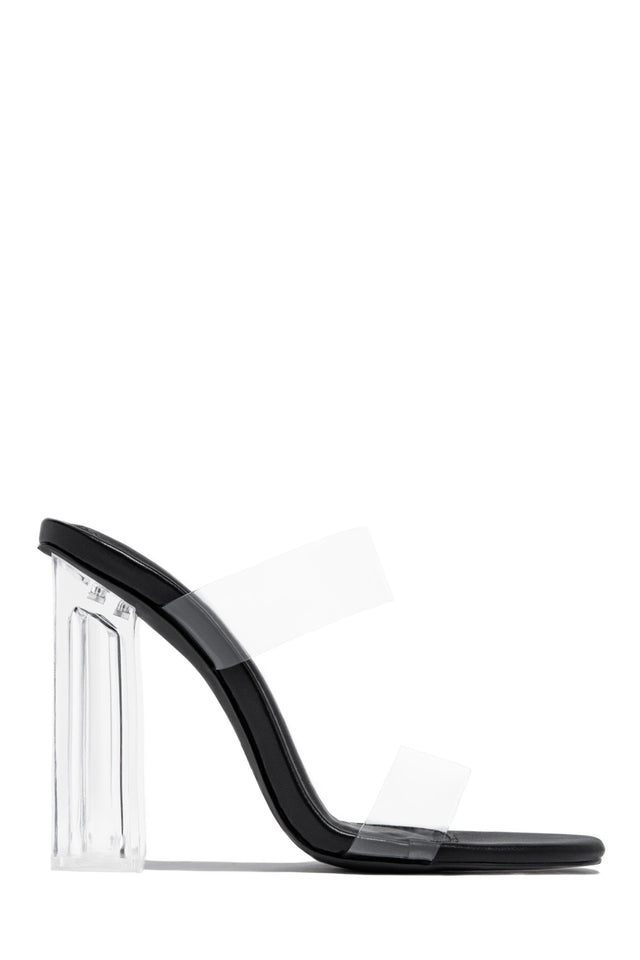 Load image into Gallery viewer, Your Next Date Clear Strap Block Heel Mules - Black