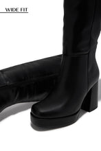 Load image into Gallery viewer, Hudson Wide Fit Platform Block Heel Boots - Black