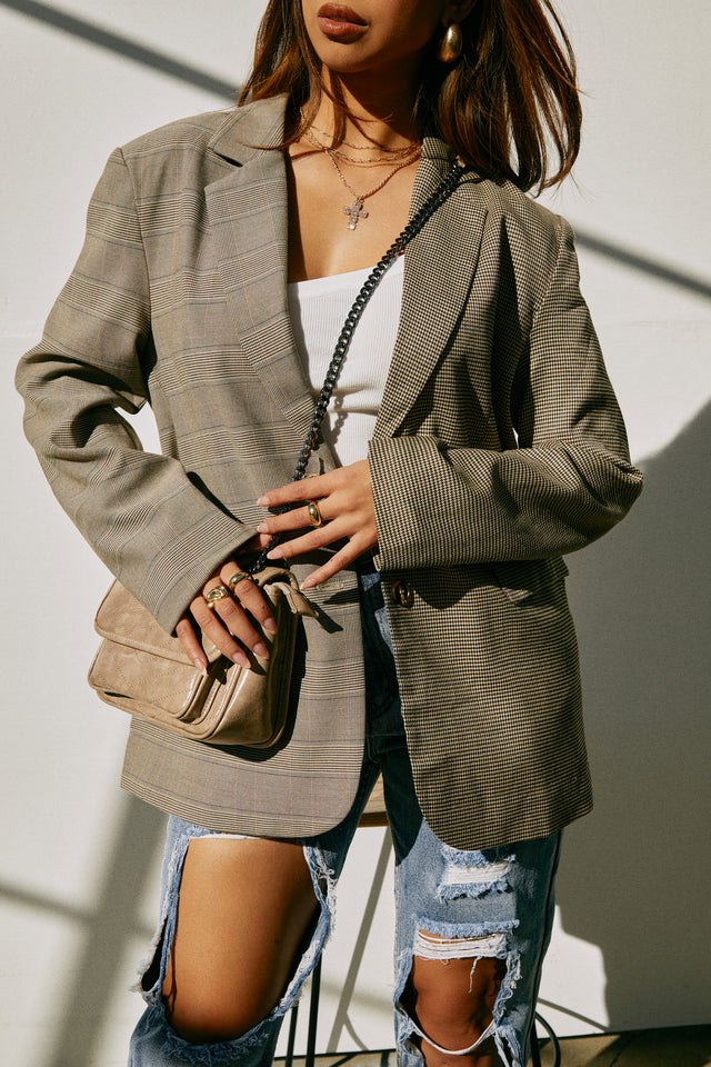 Load image into Gallery viewer, Isabelle Oversized Plaid Blazer - Black