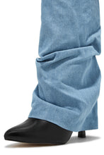 Load image into Gallery viewer, Slouched Denim Knee High Boots