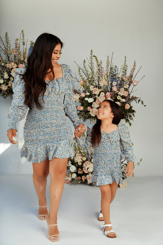 Load image into Gallery viewer, Lucy Long Sleeve Mini Dress - Blue