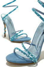 Load image into Gallery viewer, Blue Single Sole Heels with Rhinestone Strap Detailing