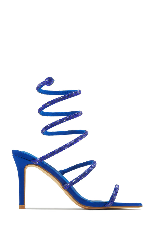 Load image into Gallery viewer, Sushmita Embellished Around The Ankle Coil Heels - Blue
